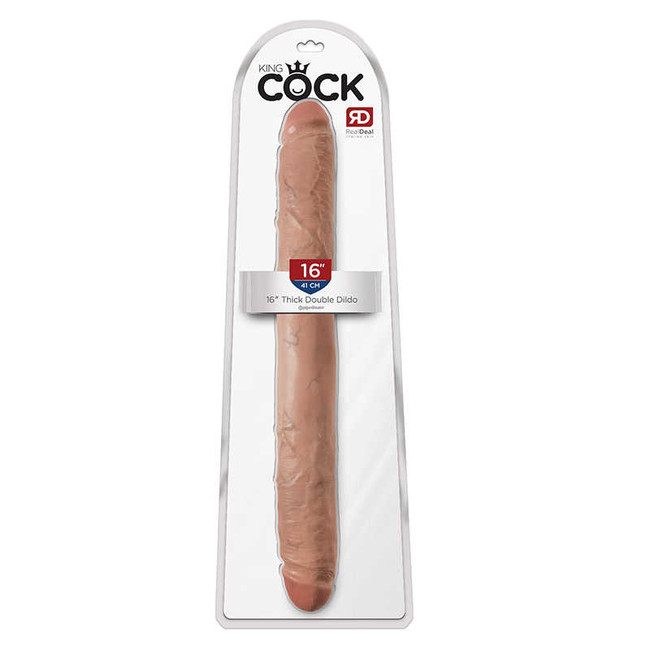 Фаллоимитатор двухсторонний King Cock 16 Thick Double Dildo, телесный загорелый