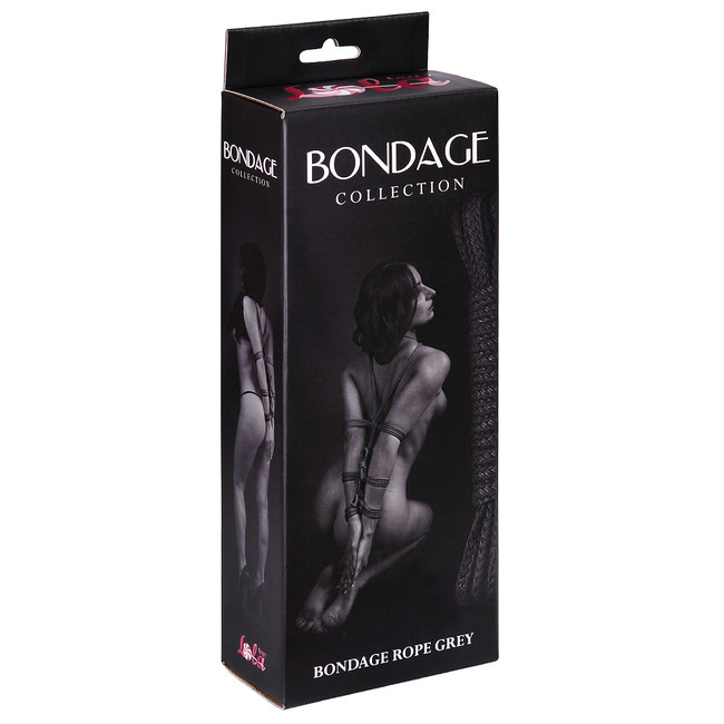 Черная веревка для связывания Bondage Rope Black (9 м ,  серый)