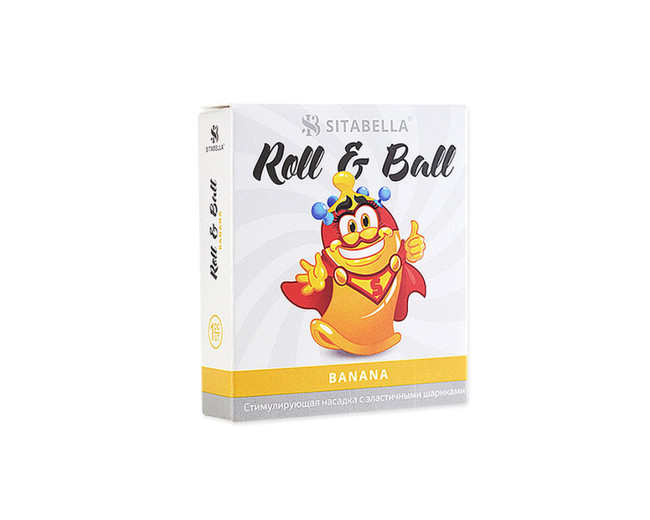 Стимулирующий презерватив с шариками Roll & Ball ароматом банана (1 шт)