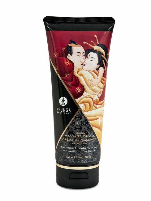 Съедобный массажный крем для тела Massage Cream (клубника с шампанским)  200 мл