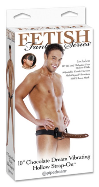 Фаллопротез с вибрацией Chocolate Dream Vibrating Hollow Strap-On