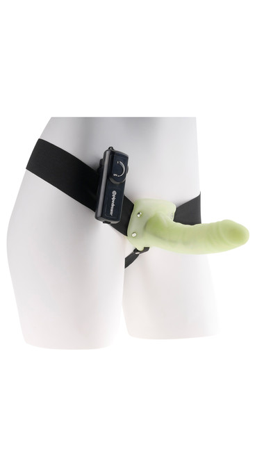 Светящийся в темноте фаллопротез с вибрацией Vibrating Hollow Strap On