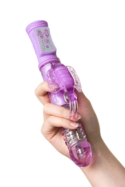 Фрикционно-ротационный вибратор с бабочкой High Tech Vibrator (8 режимов вибрации, 4 ротации)