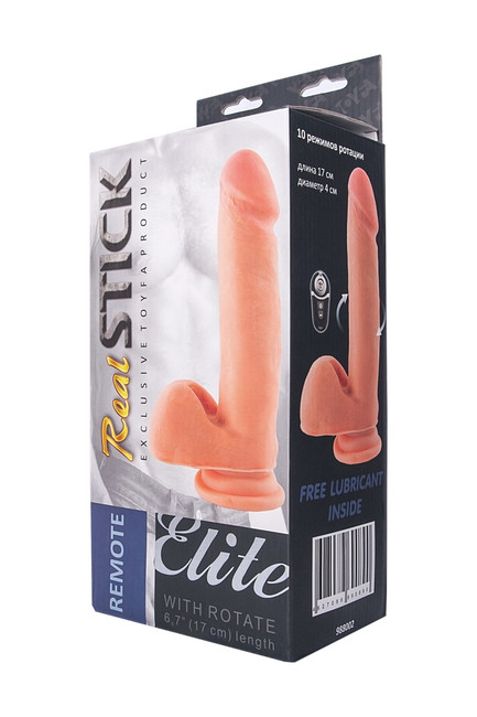 Беспроводной ротарный реалистичный вибратор Real Stick на подзарядке (10 режимов) 17 см