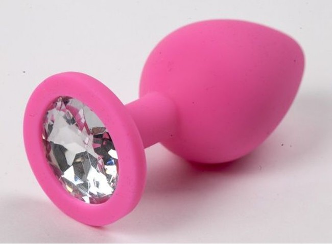 Маленькая розовая пробка с нежно розовым кристаллом ONJOY Silicone Collection
