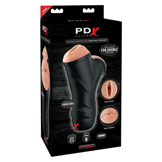 Мастурбатор вагина и ротик с вибрацией PDX ELITE Double Penetration Vibrating Stroker